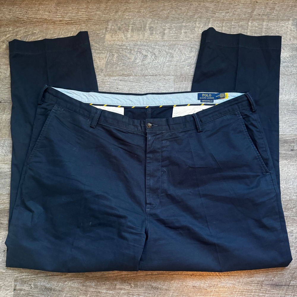 Polo Ralph Lauren Stretch Classic Fit Chino Pants 46B x 32 Navy Blue Cotton